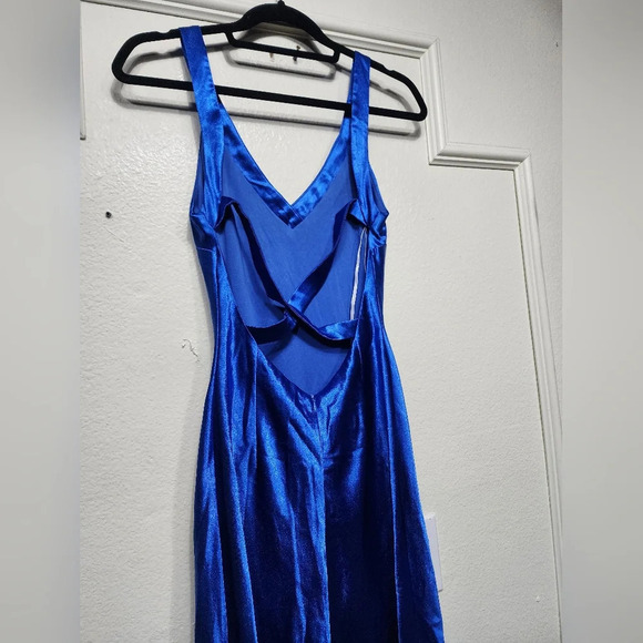 Lulus Perfectly Classy Royal Blue Satin Strappy Maxi Dress Wedding Party Prom - Picture 8 of 8